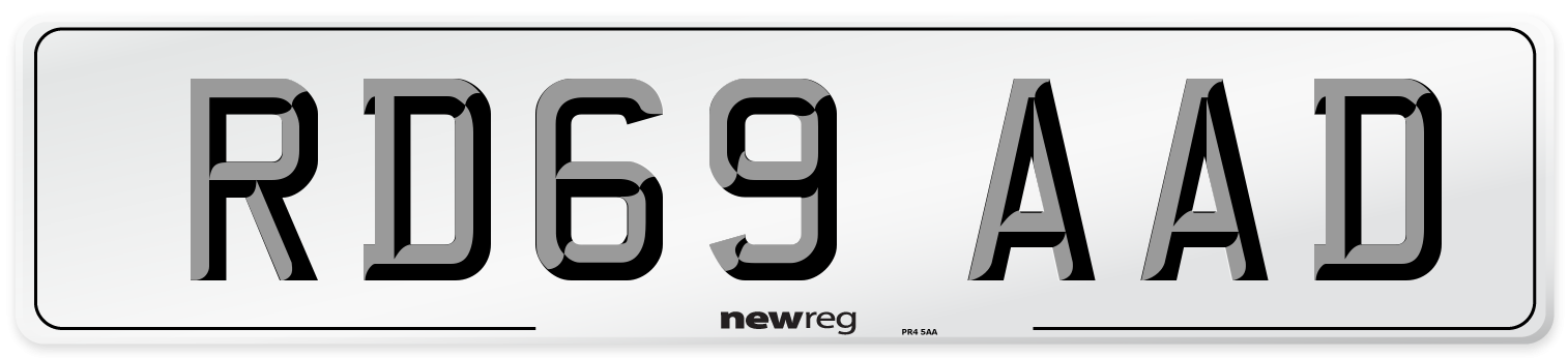 RD69 AAD Number Plate from New Reg